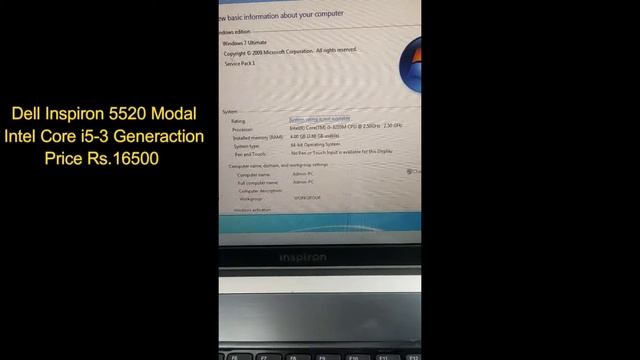Dell inspiron 5520 Modal Intel Core i5-3 Generation Laptop Sales ( Used Laptop Sales Coimbatore) смотреть онлайн