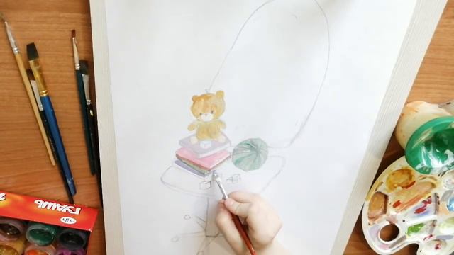 Рисую мишку. Домашнее задание для художественной школы. смотреть онлайн