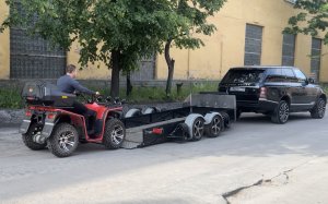 БЕЗ аппарелей Быстрая погрузка выгрузка квадроцикла с прицепом на пневмоподвеске UpDown ПНЕВМОЛИФТ