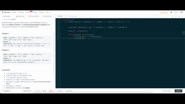 LEETCODE - 127. Word Ladder | Python | BFS | Two End BFS | Bidirectional BFS смотреть онлайн