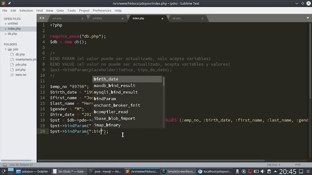 08 - Consultas Preparadas: bindValue() y bindParam() [PHP 7 - PDO - MariaDB/MySQL] смотреть онлайн