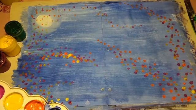 Как ушными палочками нарисовать осень.Разворот в личном дневнике смотреть онлайн