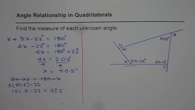 Find the Measure of Interior and Exterior Angles of Quadrilateral смотреть онлайн