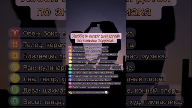 Хобби и спорт для детей по знакам зодиака