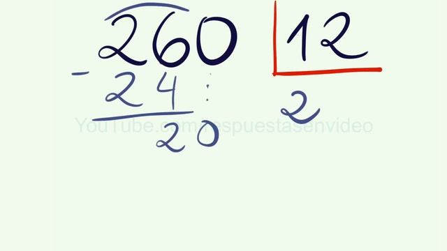 DIVIDIR por 2 CIFRAS CON RESTA ejemplo fácil 260 entre 12 смотреть онлайн