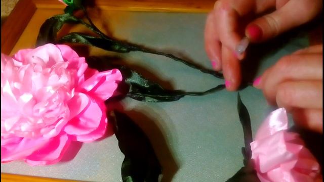 Подарок ко ДНЮ МАТЕРИ или на 8 МАРТА. Картина из атласных лент "Пионы" смотреть онлайн