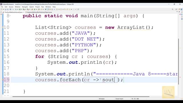 java 8 || forEach method in Java 8 || clarification for System.out::println || Java 8 By Ponnam Ja смотреть онлайн
