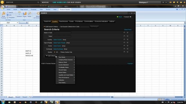 Using the Excel Search Tool in XENITH