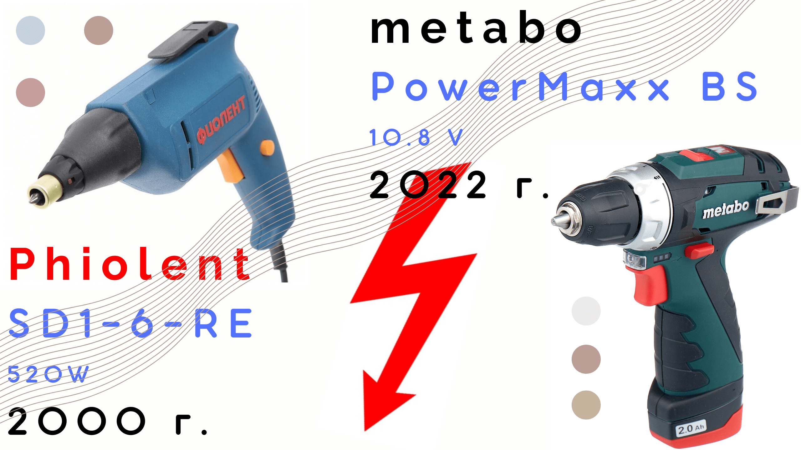 Аккумуляторный шуруповерт Metabo PowerMaxx BS & Cетевой шуруповерт Phiolent SD1-6-RE