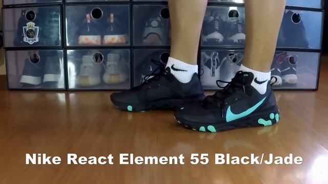 Nike React Element 55 Black/Jade - On Feet смотреть онлайн