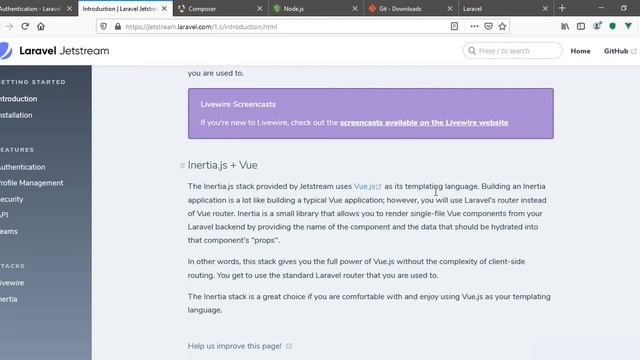Installing Inertia.js + Vue.js for Laravel Jetstream смотреть онлайн