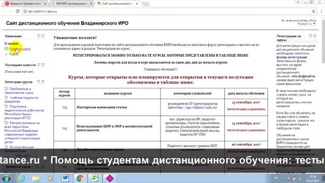 ВИПКРО: дистанционное обучение, личный кабинет, тесты смотреть онлайн