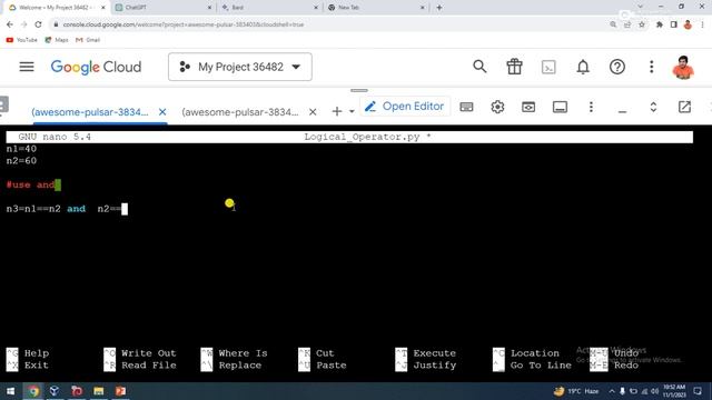 how to use Logical Operator in cloud shell with python language? | Cyber Wings смотреть онлайн
