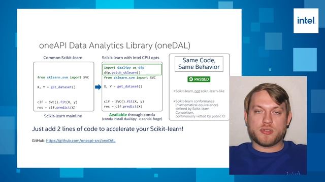 Ускорение Scikit-learn на процессорах Intel® с помощью Intel® oneDAL смотреть онлайн