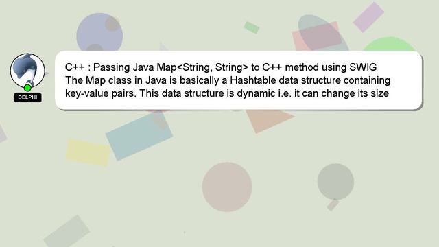 C++ : Passing Java Map String, String to C++ method using SWIG смотреть онлайн