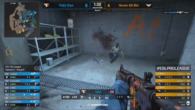 CS:GO - FaZe vs. Heroic [Overpass] Map 1 - Group B - ESL Pro League Season 9 Europe смотреть онлайн