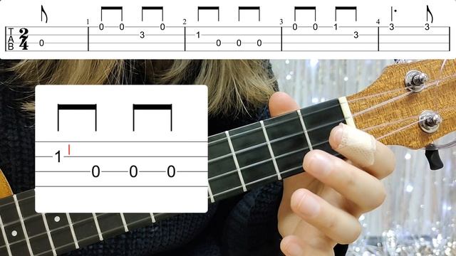 В лесу родилась ёлочка на укулеле / гитаре РАЗБОР + табы | Лёгкая новогодняя мелодия