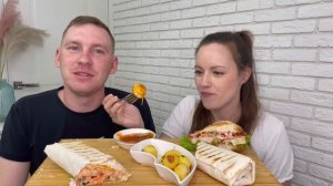 МУКБАНГ Домашние бургеры шаурма Бейби картофель  кисло-сладкий соус  MUKBANG  shawarma burgers