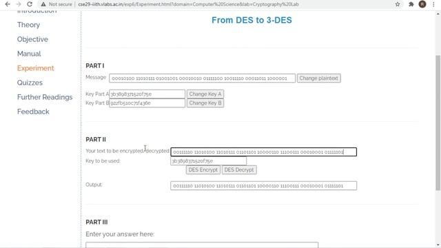 Encryption and Decryption using DES implementation.