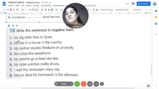 PRESENT SIMPLE - Negative form - Documentos de Google смотреть онлайн
