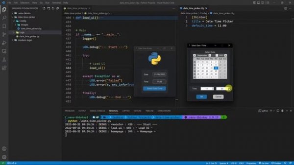 Python - Date Time Picker (CustomTkinter + tkcalendar + SpinBox)