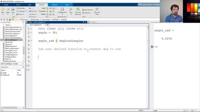 Anonymous function Example in MATLAB | Convert Angle from Degree to Radian User-defined Function смотреть онлайн