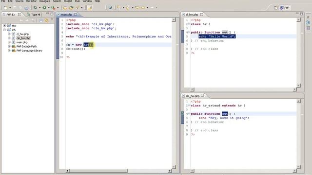 PHP using Eclipse GUI - Inheritance, Polymorphism, Overriding methods and behaviors [5 / 6] смотреть онлайн