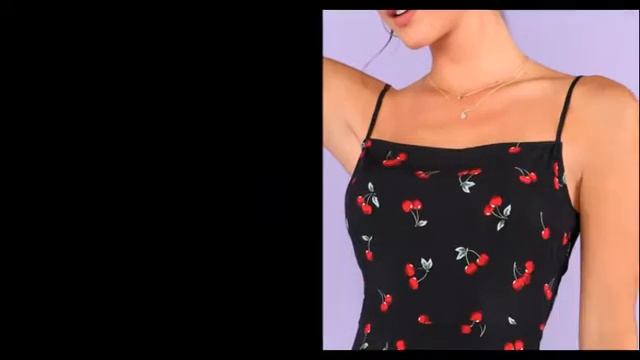 Одежда с AliExpress - Стильное платье Cherry Print Cami смотреть онлайн