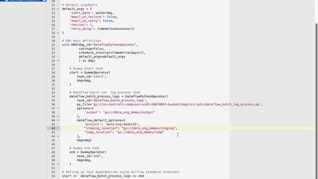 Running and Scheduling Dataflow Batch Pipelines (Dataflow Python Operator) with Composer смотреть онлайн