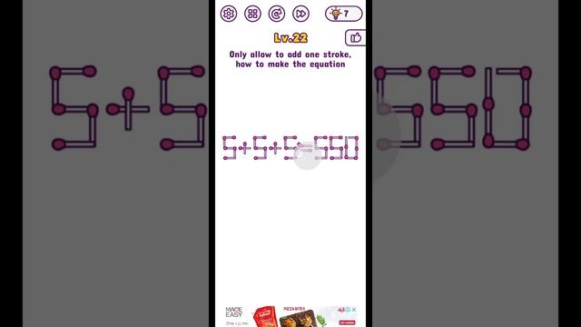 Tricky brains level 22 only allow to add one stroke how to make the equation walkthrough solution смотреть онлайн