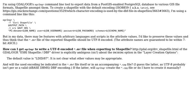 GIS: How do I create/write a Shapefile with UTF-8 encoded attributes with ogr2ogr? смотреть онлайн