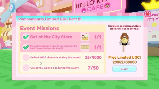 HOW TO GET FREE POMPOMPURIN BACKPACK? TIPS AND TRICKS | My Hello Kitty Cafe || ROBLOX