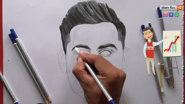 How to Draw Virat Kohli Sketch Easily ! смотреть онлайн