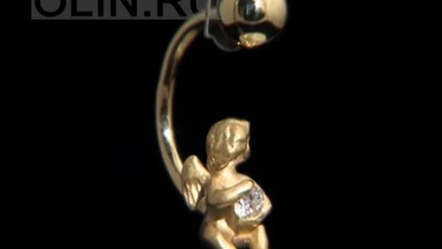 Золотая серьга для пирсинга "Ангел" смотреть онлайн
