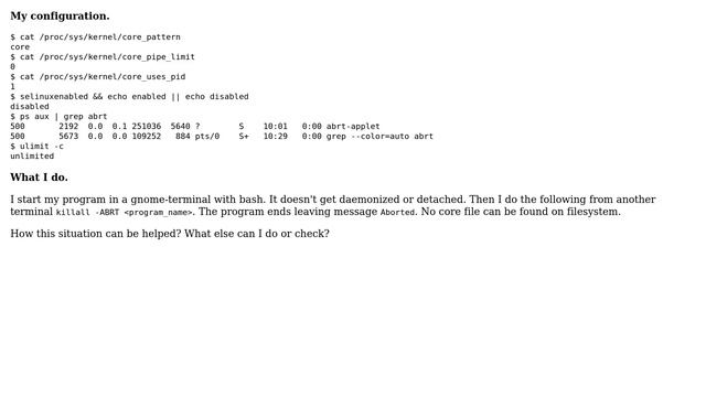 How to enable core dump on Fedora 16? смотреть онлайн