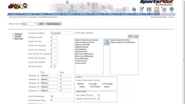 SportsPilot Scheduler - Create Schedule - Scoring Preferences смотреть онлайн