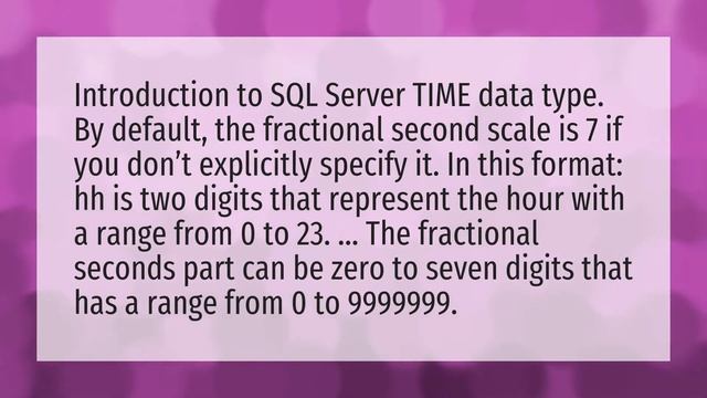 Is there a time datatype in SQL? смотреть онлайн