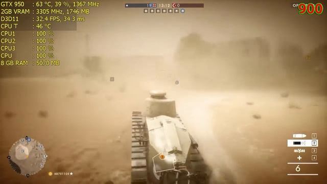 Battlefield 1 (BETA) Athlon ii x3 445 GTX 950 (1080,900,720) смотреть онлайн