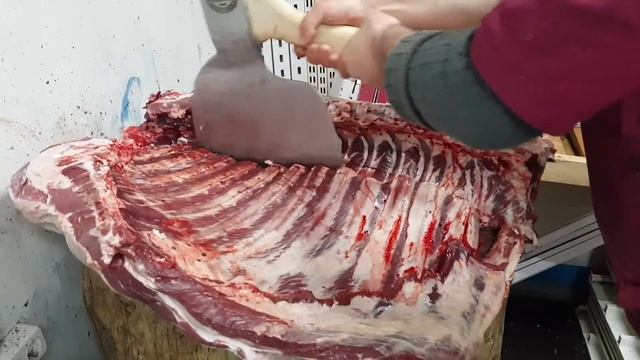 Разруб туши быка??? Топор вес 4.4кг. Тел 89150489904 Семён #мяснойтопор #топор #топордлярубкимяса смотреть онлайн
