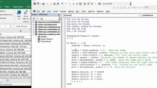 Split addresses into address parts with VBA in Excel смотреть онлайн