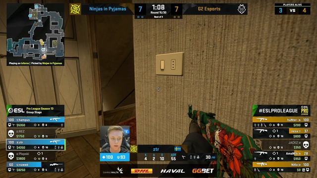 Группа B. G2 vs NIP. Map-1 Inferno. ESL Pro League Season 13 смотреть онлайн