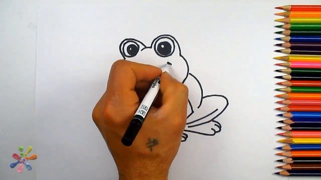 Рисуем лягушку.Draw the frog.Раскраски для детей. смотреть онлайн