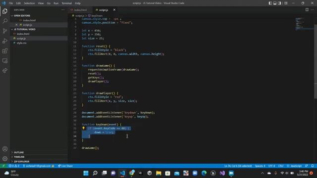Basic JavaScript Tutorial #1 Movement With A Game Canvas смотреть онлайн