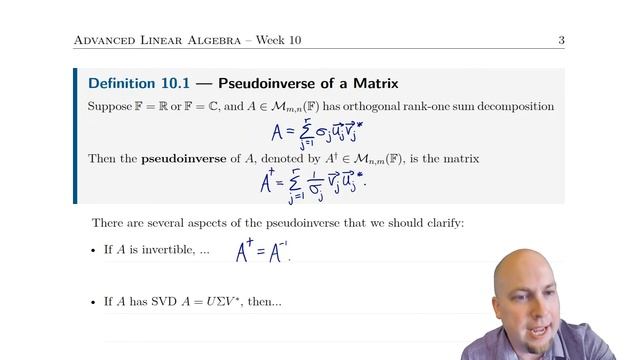 Advanced Linear Algebra - Lecture 38: Introduction to the Pseudoinverse смотреть онлайн