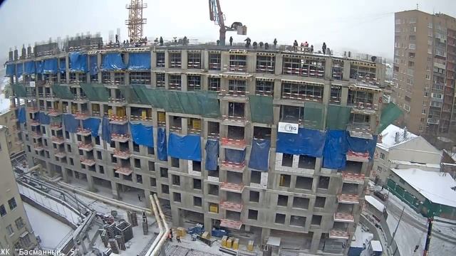 Таймлапс Басманный 5. 14 декабря 2016. Камера 1