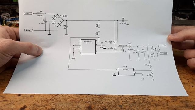 Дежурный блок питания TNY274 / power supply TNY274 смотреть онлайн
