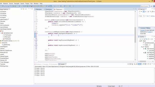 [FR][Partie 4] Tutoriel Java Swing GUI : Ajouter des évenemnts (Clique...) смотреть онлайн