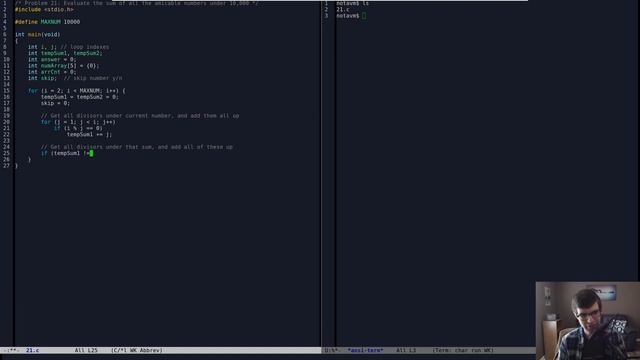 Project Euler #21 (in C): Amicable Numbers смотреть онлайн