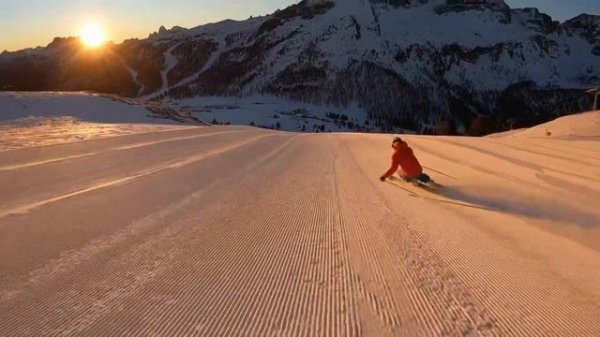 SKI CARVING SKIING SUNRISE SKI AREA SAN PELLEGRINO DOLOMITI SUPERSKI HEAD SKI BEST MORNING HD