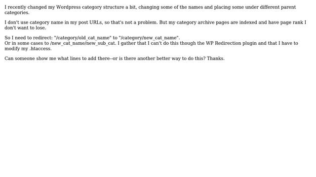 Webmasters: Need to redirect Wordpress category archives смотреть онлайн